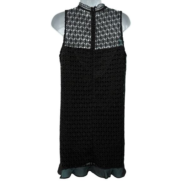 Impeccable Pig Black Crochet High Neck Mini Shift Sheath Sleeveless Dress size S - Picture 6 of 11